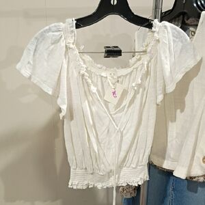 We The Free White Ruffled Tshirt Tunic